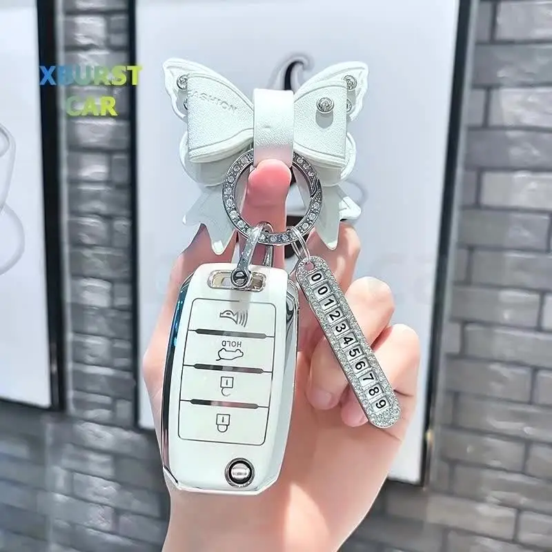 3/4 Düğmeler Çevirme Uzaktan Kumanda Kabuk Kapak Kia Rio Optima Sportage Sorento Soul Ceed Cerato Forte Seltos TPU Araba Anahtarı Durum