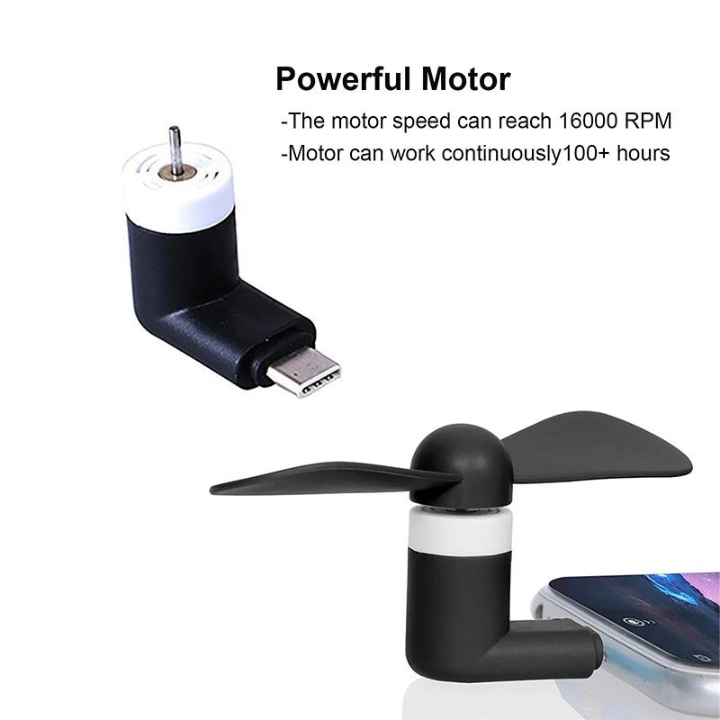 12Pcs Mini Portable Micro Fan Mobile Phone Mini Fan Charging Treasure Cooling Fan USB Gadget Fans Tester For Type-C