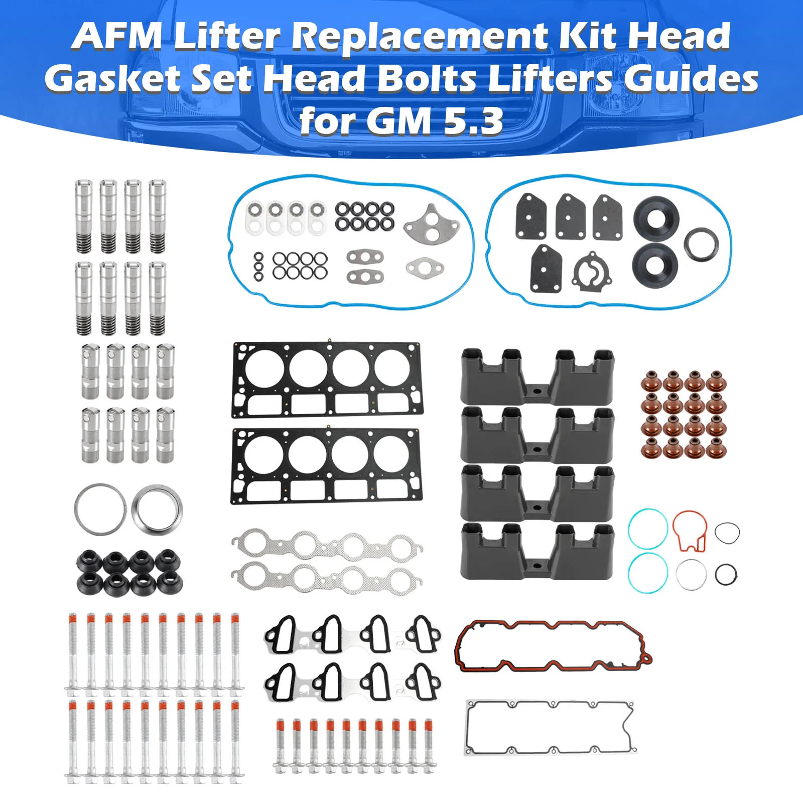 Artudatech AFM Lifter Replacement Kit Head Gasket Set Head Bolts Lifters Guides for GM 5.3