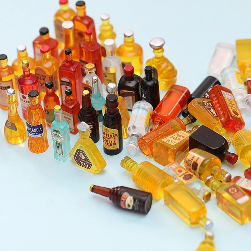12-teiliges Miniatur-Flaschenset aus Kunstharz im Maßstab 1:12, Dekoration für DIY Miniaturküche, Wohnzimmer-Szenen-Dekoration für DIY-Bastelarbeiten – Detail 1