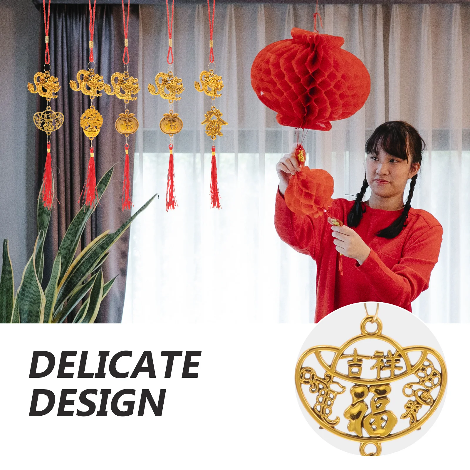 10 قطعة 2024 سنة التنين بونساي قلادة السنة الجديدة زينة مهرجان الربيع لوازم تصميم رائع طويل الأمد