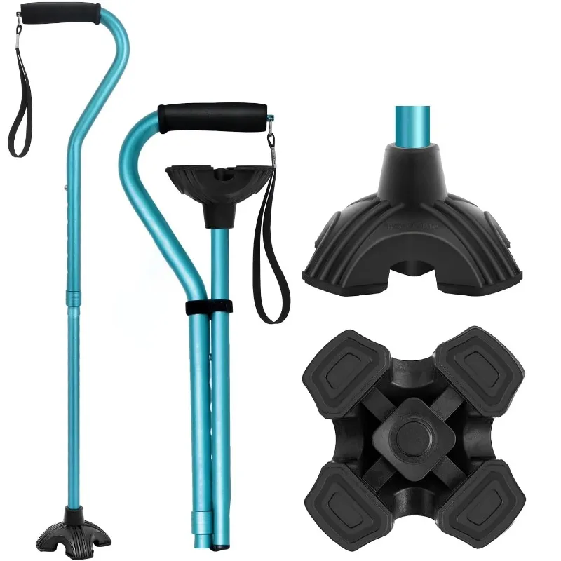 

Настраиваемая легкая алюминиевая складная трость | Четырехбазовая и регулируемая высота, эргономичная ручка для трости для пожилых людей