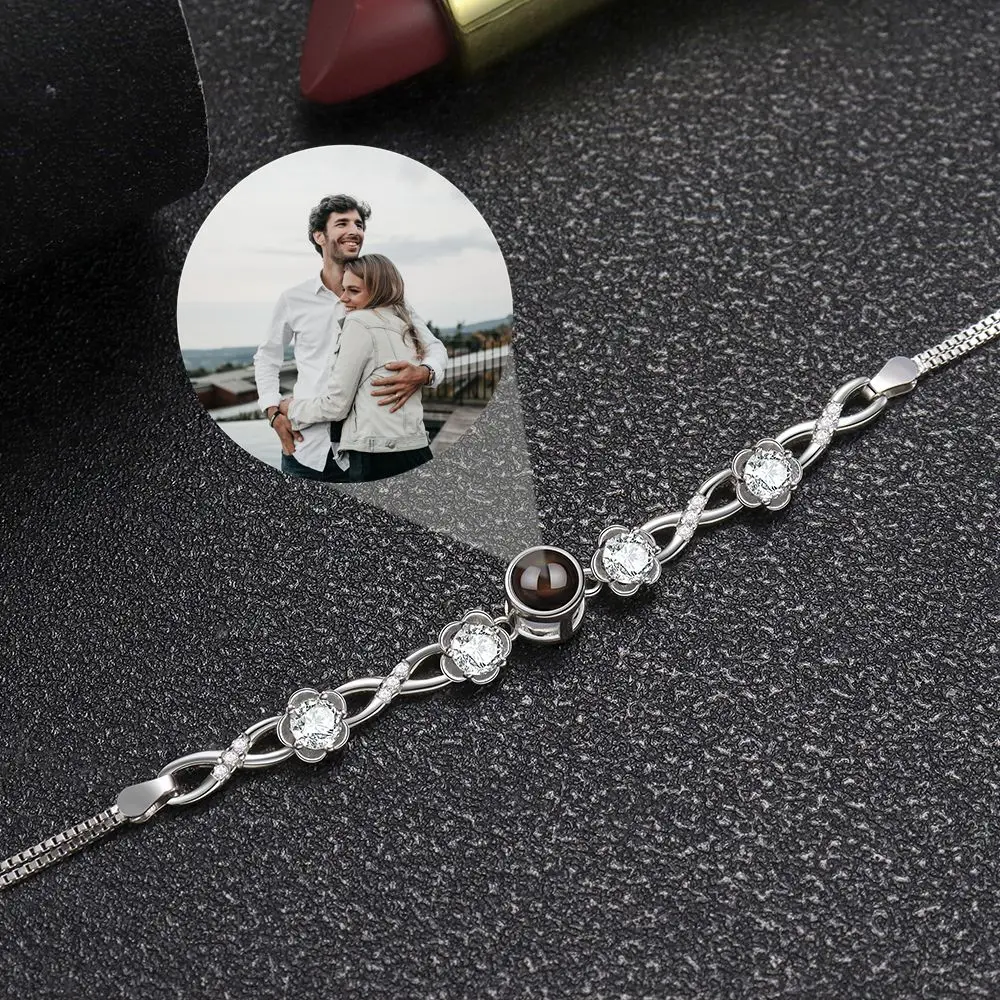 S925 Silver Custom Photo Bracelets Personalized Projection Photo Bracelet for Woman Lover Jewelry Mother Valentine's Day Gift