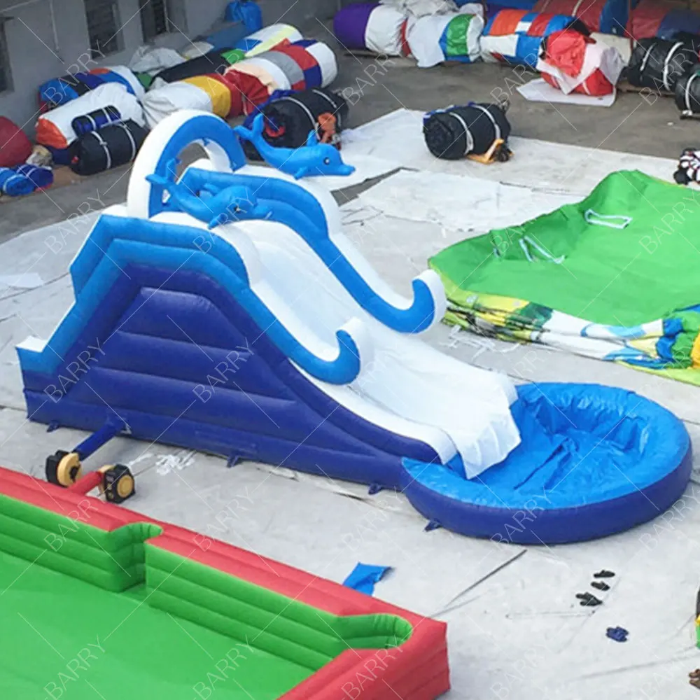 

Rainbow Durable Inflatable Slide in Water Play Equipment Water Slides Backyard Inflatable Commercial Waterslide with Pool