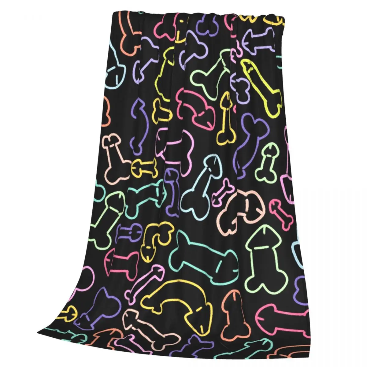 PASTEL PENIS PATTERN MASK BLACK Blanket Soft Warm Flannel Throw Blanket Cover for Bed Living room Picnic Travel Home Sofa