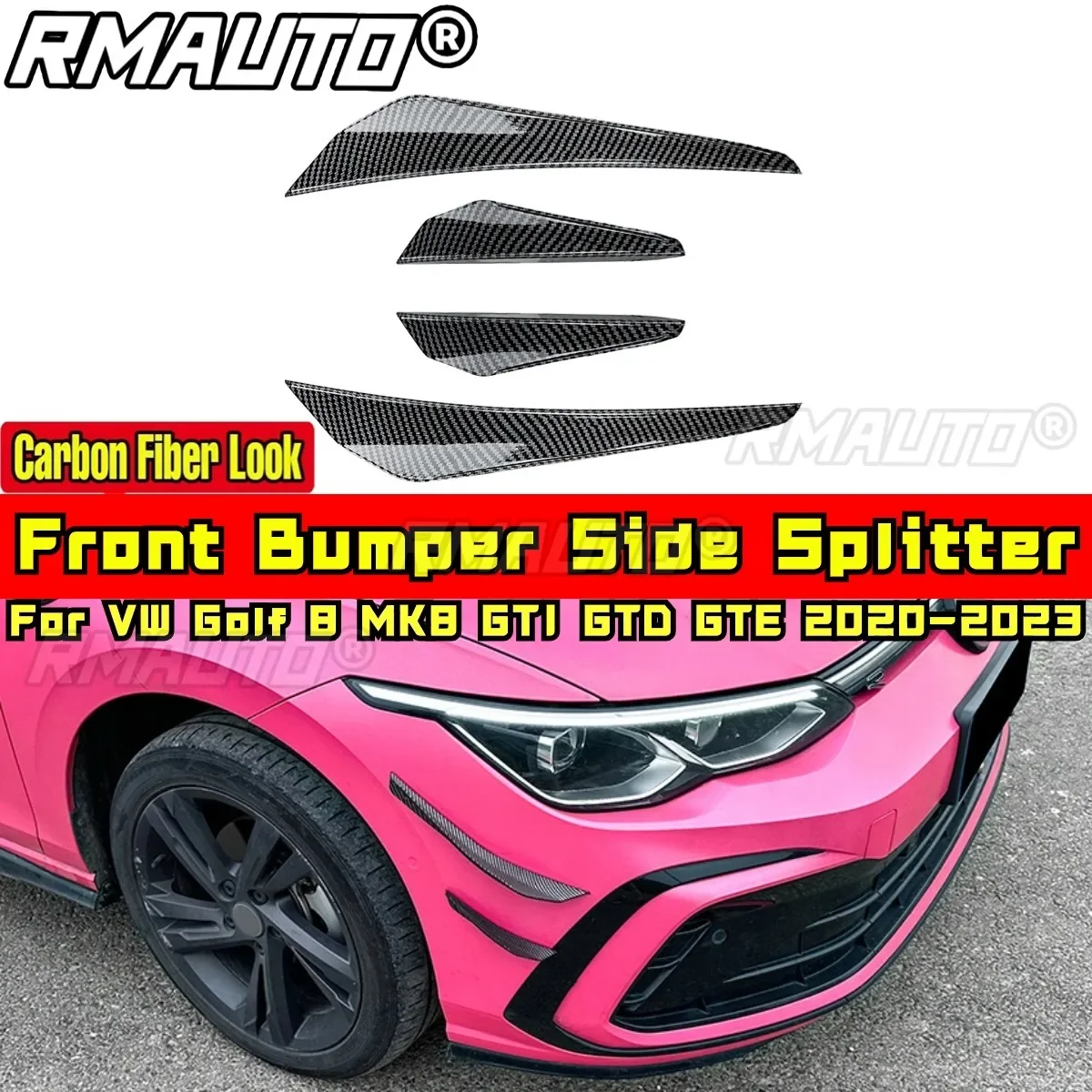 For VW Golf 8 MK8 GTI GTD GTE 2020-2023 Body Kit Wind Knife Spoiler Tuning Air Blade Carbon Fiber Look Car Accessories