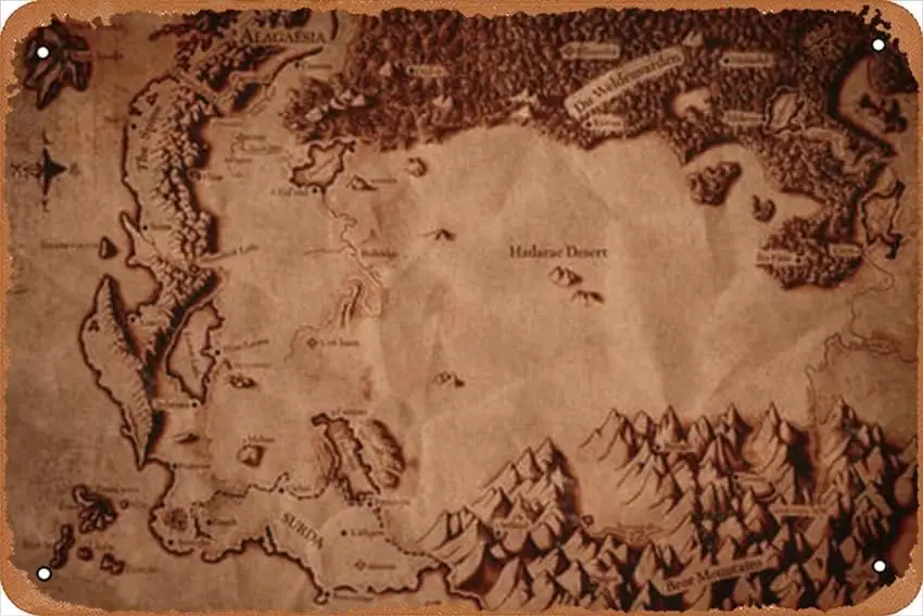 Póster de mapa de Eragon, cartel de metal vintage, decoración de pared de metal única para el hogar, bar, restaurante, pub, 8 x 12 pulgadas, decoración divertida para la cocina, cartel divertido