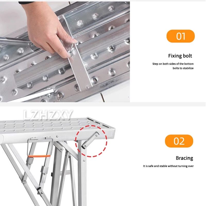 Banc d'échelle de tabouret de cloison sèche en aluminium avec pieds coordonnants pour laver les véhicules, plate-forme de travail pliante, capacité de charge de 150kg