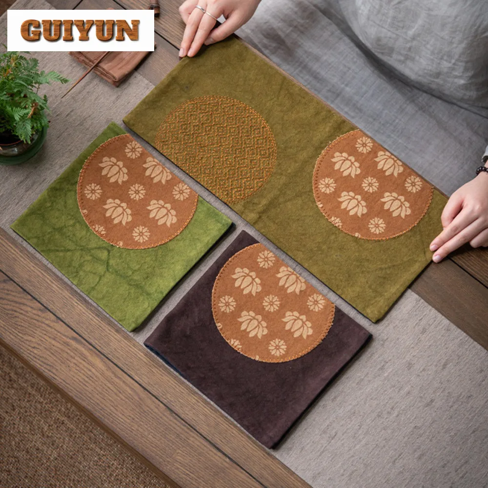 

Холщовый коврик для сухого чая в стиле лотоса, профессиональная впитывающая глина, профессиональная тряпичная ткань, набор кунг-фу для чайной церемонии