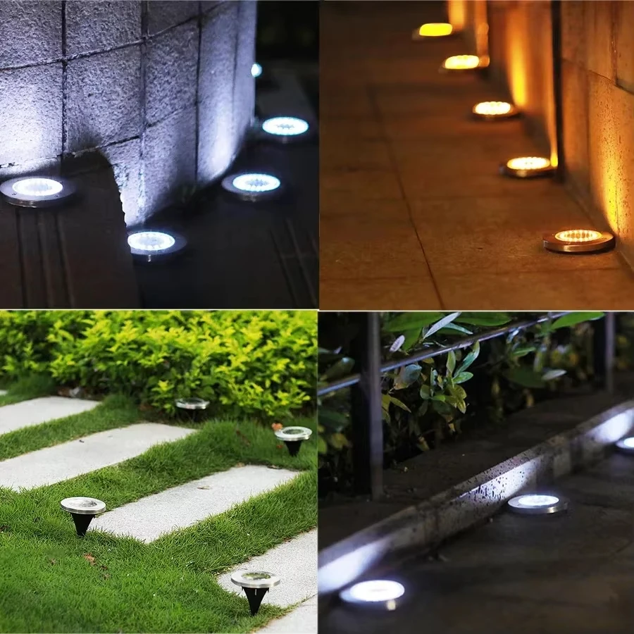 1/4Pcs Waterproof Outdoor LED Solar Powered Ground Lights Solar Path Deck Lights Garden Decor Lawn Lamp For Yard Pathway Patio