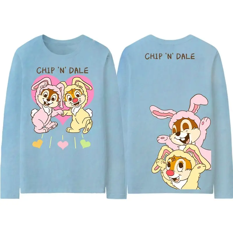 

women's t-shirts and polos Women's Disney Chip 'n' Dale Long Sleeve T-Shirt, Autumn New Printed Fashion Trendy Couple Tee Tops