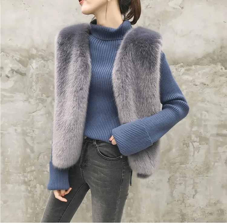 2024 Autumn/winter new fox Fur coat vest Solid color temperament bow short fur vest for women,elegant and socialite women's Top