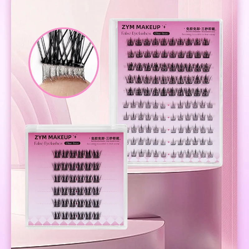 1 Box vorgeklebte Cluster-Wimpern – selbstklebend, kein Kleber, einfach aufzutragendes DIY-Wimpernverlängerungs-Make-up-Werkzeug