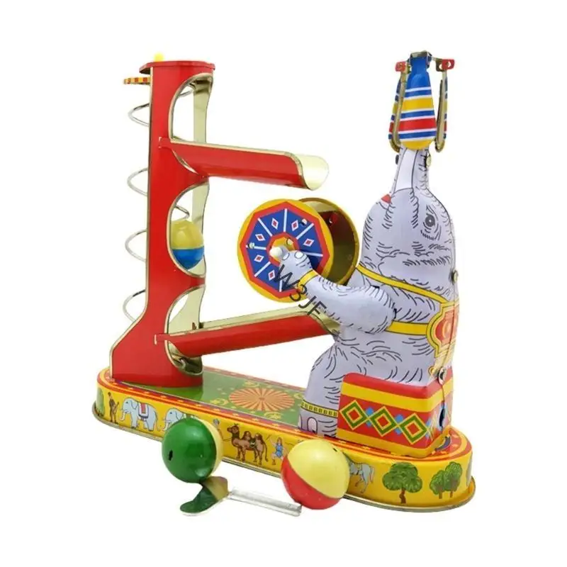 

W3JF Elephant Acrobatics Tin Toy For Desktop Display Mechanical Toy Nostalgic Post-80