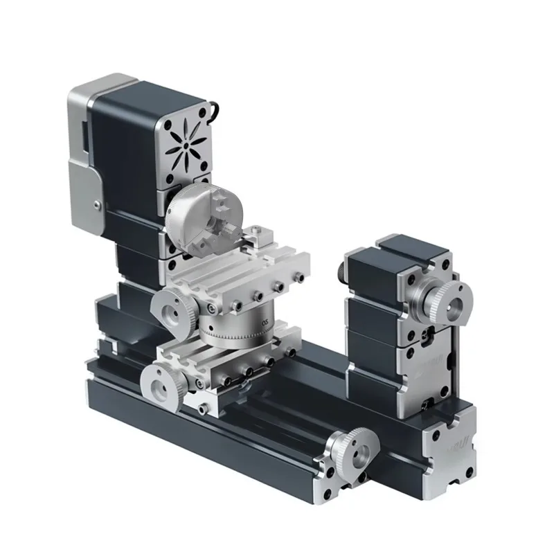 High‑Power 60W Mini DIY Rotating Metal Lathe Machine with Base,12000Rpm for Wood, Soft Metal, Plexiglass and Plastic Processing