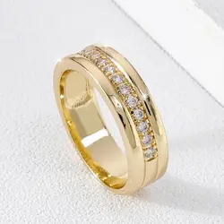 Ladies Fashion Circle zircon plated 18K gold wedding ring