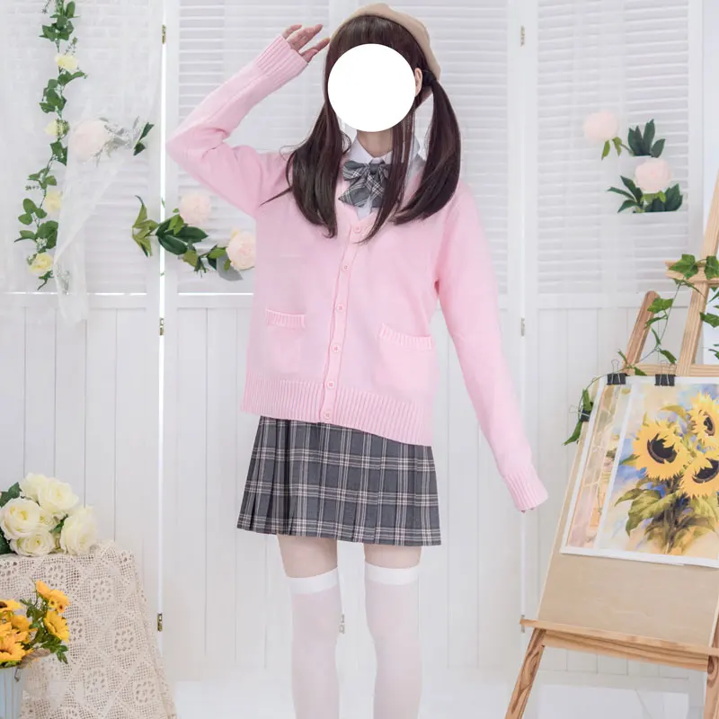 Niedliche rosa Pullover für Lolita Mädchen Schul jacke Strickjacke Herbst Winter japanische jk Uniform Student Kleidung Outwear Cosplay