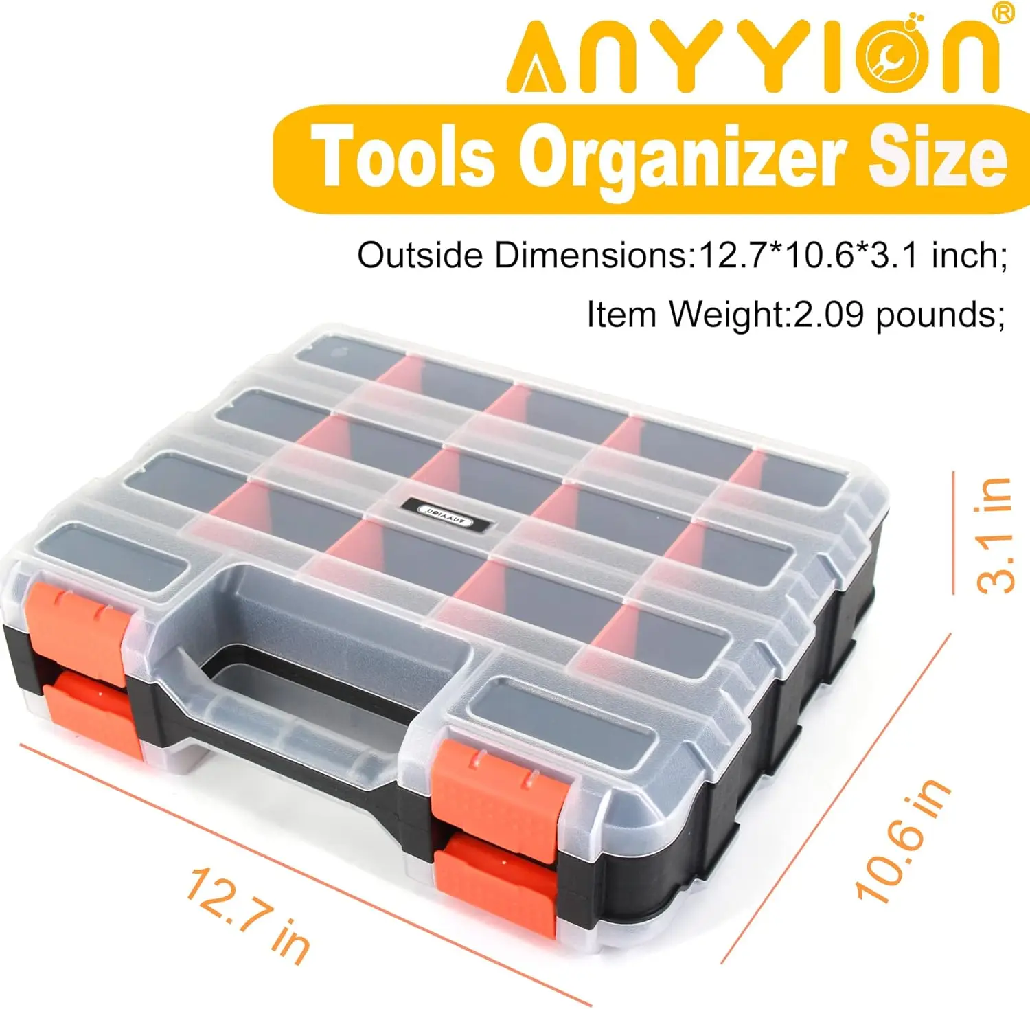 Small Parts Organizer 34-Compartments Double Side parts organizer with Removable Dividers for Screws Bolts Nails Jewelry & More