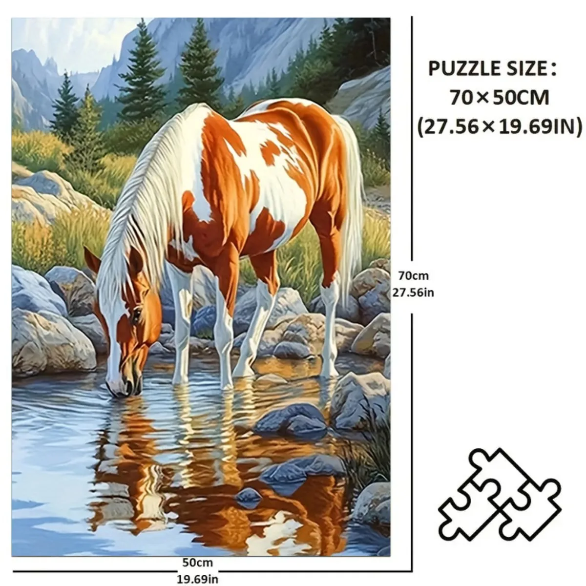 Puzzle per cavalli da 1000 pezzi per adulti e famiglie - Cartone resistente addensato con pezzi resistenti, opere d'arte per cavalli, vibrante