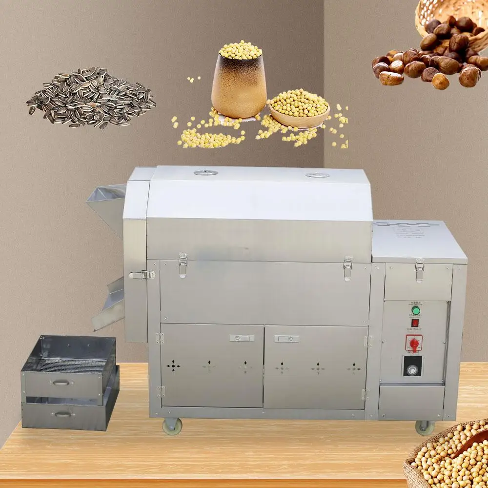 

Peanut Cashew Sunflower Seeds Automatic Nuts Roaster Soybean Toasting Baking Roasting Machine