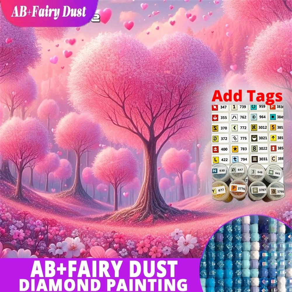 

Наклейки AB Fairy Dust DMC, алмазная мозаика, дерево с сердечками, полная квадратная вышивка стразами, пейзаж, вышивка стразами, Daisy Vale