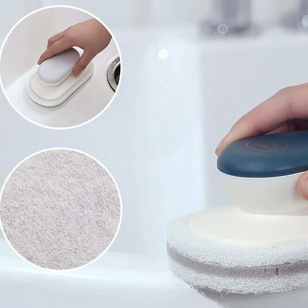 

2pcs Premium Sponge Scrubbers With Handle Dish Washing Brush For Kitchen Cleaning Reaches Hard To Clean Areas Soft Super