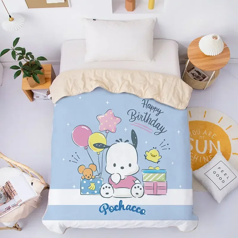 

Summer Pochacco Ins Anime Kawaii Sanrio Cool Air Conditioned Thin Quilt Cute Cartoon Foldable Wash Bed Cover Gifts for Kids