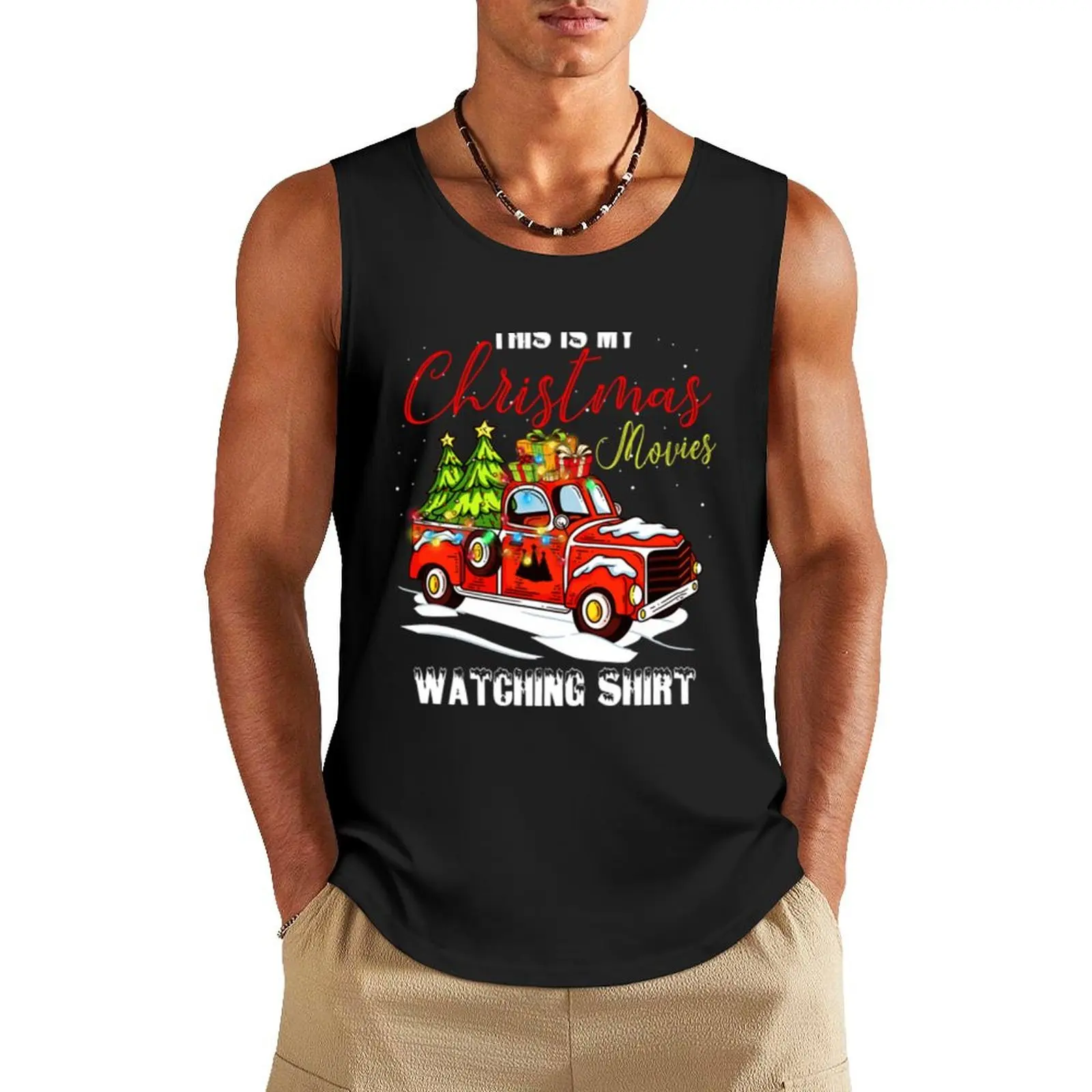 Cute Funny Xmas Movie Watching Tank Top bodybuilding t-shirts man Men's sleeveless