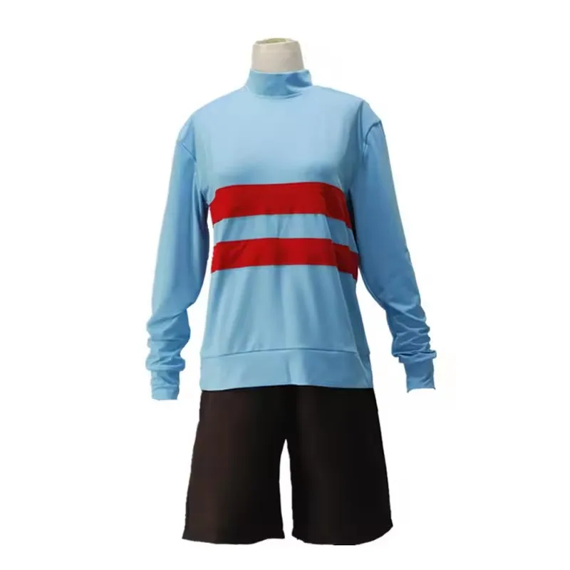 アニメゲーム Undertale Frisk キャラコスプレ衣装 Andertail スウェットハイカラー長袖服ショーツ