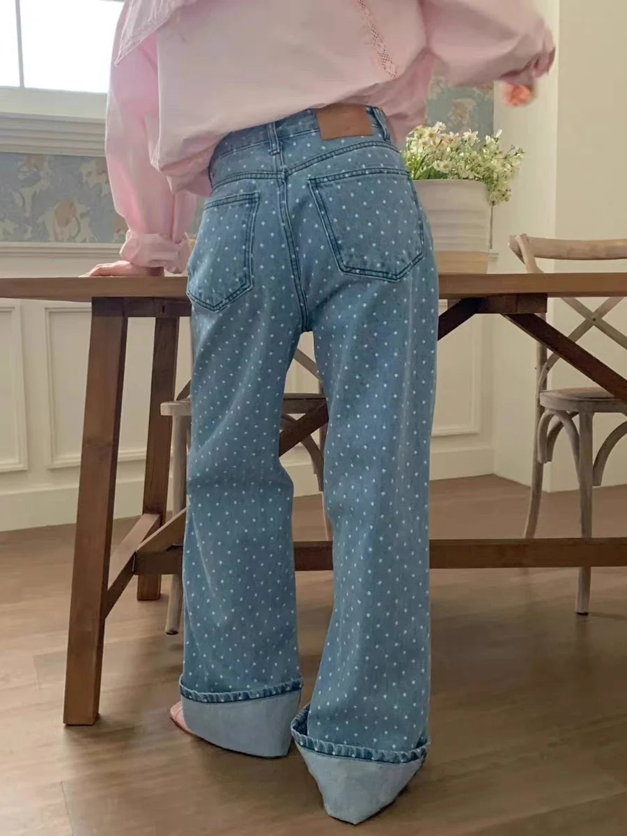 High Waist Loose Straight Leg Super Long Light Blue Waed Denim Jeans PREON Work Sle Spring Faion Ladies Premium Jeans