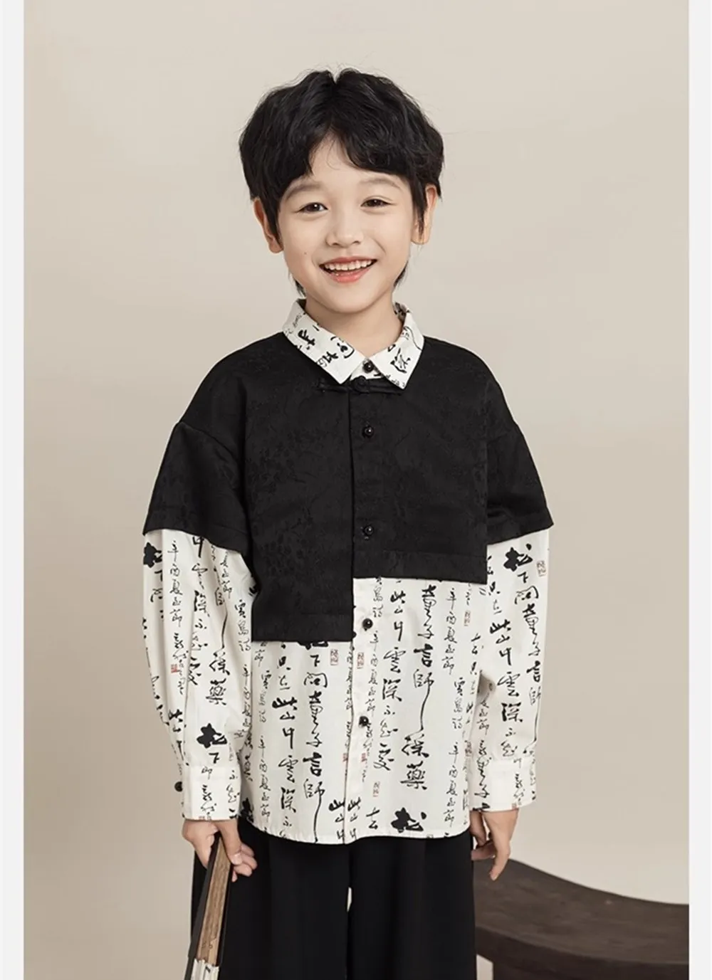 

1-3 years old baby boys clothes Mysterious Chinese characters Retro style shirt Fashionable boy's shirt
