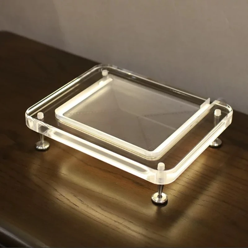 Thickened Acrylic Speaker Base Shockproof Desktop Audio Stand LED Light Decorative Sound Bracket HiFi Stereo Audio Accessories