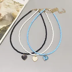 Bohemian Handmade Beaded Chain Chokers for Girls Cute Love Heart Pendant Necklace Wholesale Femme Jewelry Accessories Gifts