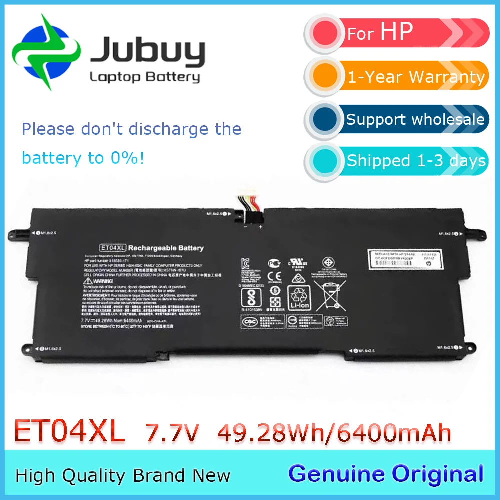 ET04XL 7.7V 49.81Wh Original Laptop Battery for HP EliteBook x360 1020 G2 (2TL72EA) HSTNN-IB7U 915030-171