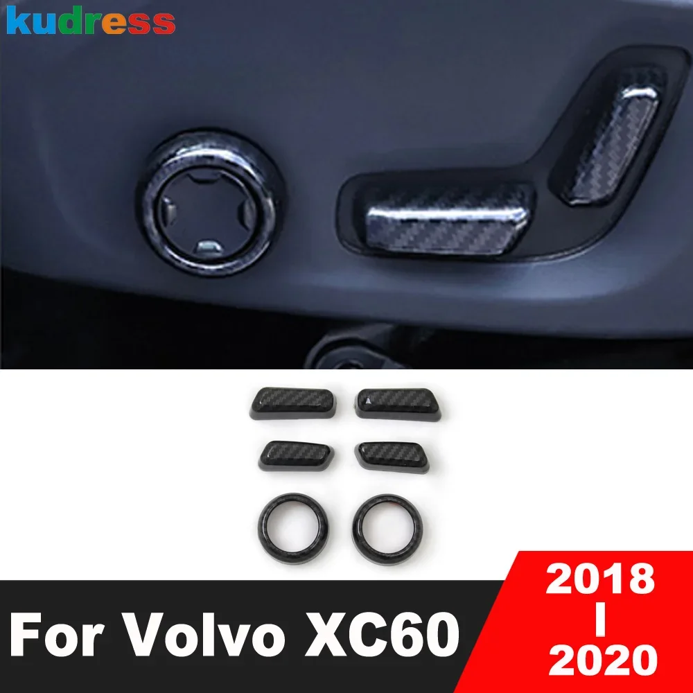 For Volvo XC60 XC 60 2018 2019 2020 Carbon Fiber Car Seat Adjustment Switch Control Button Cover Trim Interior Accessories