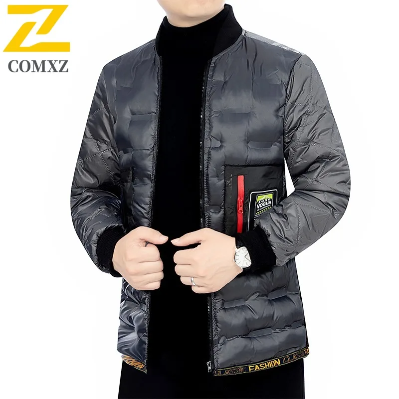 COMXZ2025 Men Winter Puffer Jacket Detachable Business Waterproof Hood Fleece Lined Casual Outdoor Sport Windproof Workwear Coat