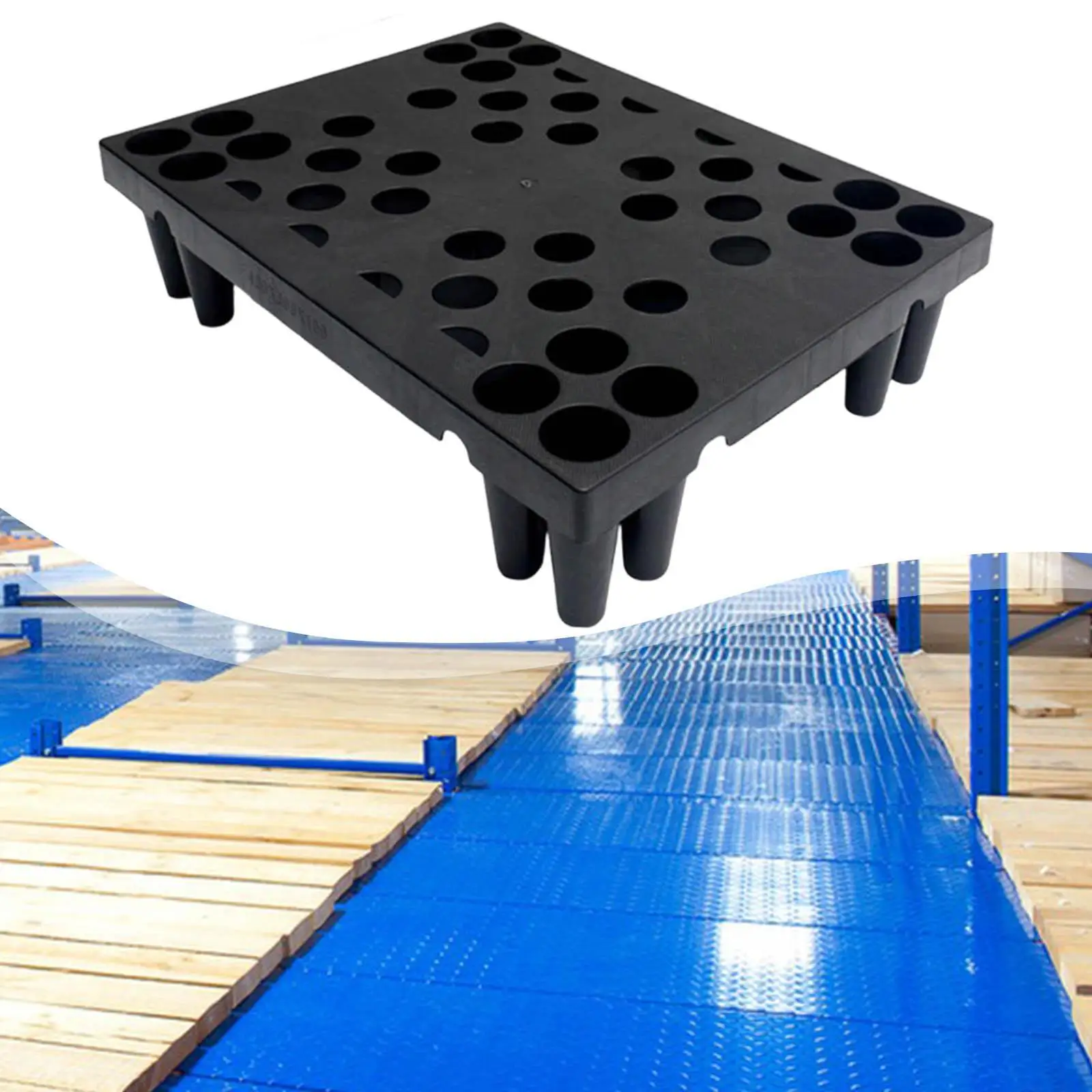 

Floor Storage Pad Floor Pallet Waterproof Breathable Lightweight Nestable Platform Multipurpose for Warehouse Basement Garage