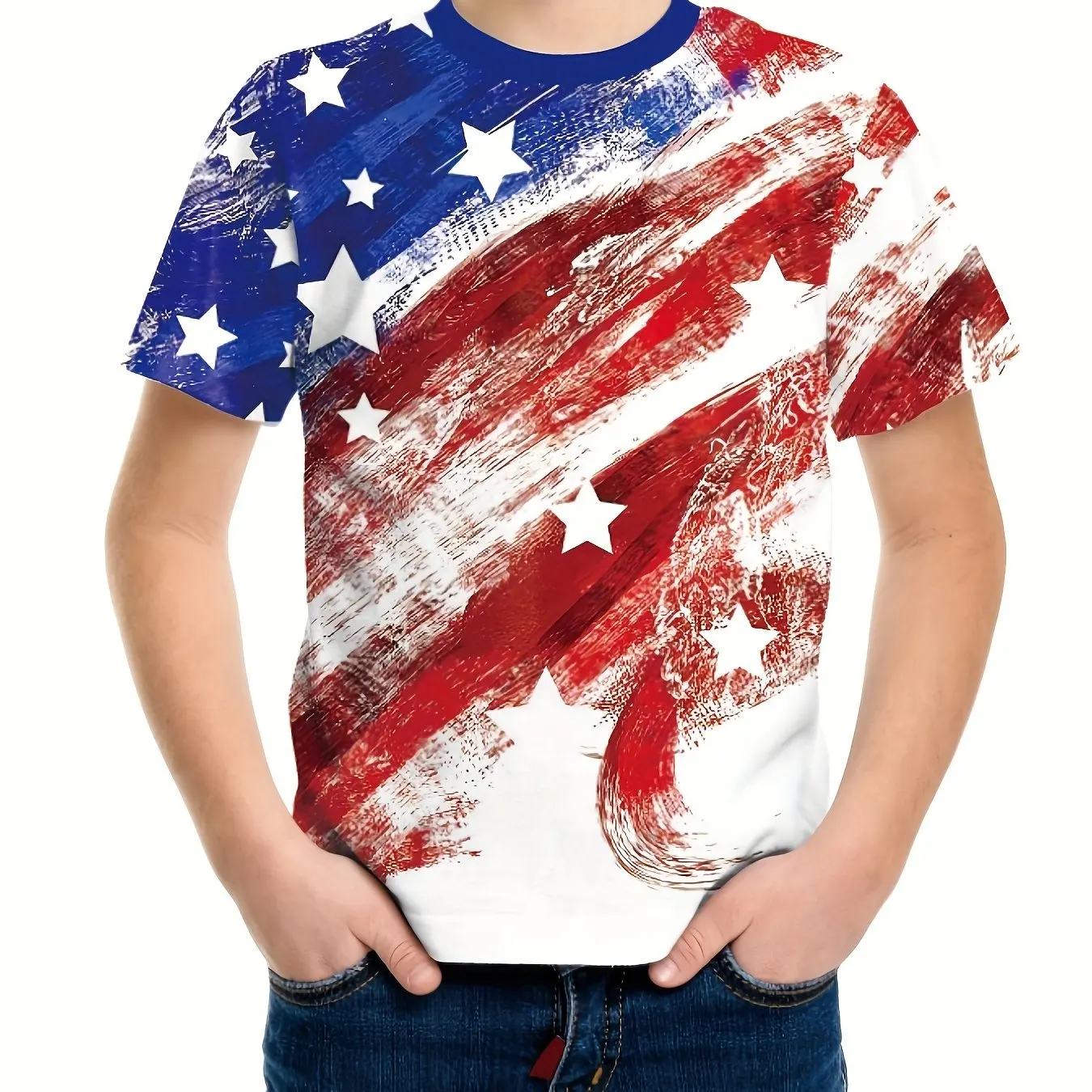 Children's Clothing Boys Tshirt Short Sleeve 3D Flag Print Kids Summer Clothes Casual Stylish Round Neck Boy Girl Clothes Tops