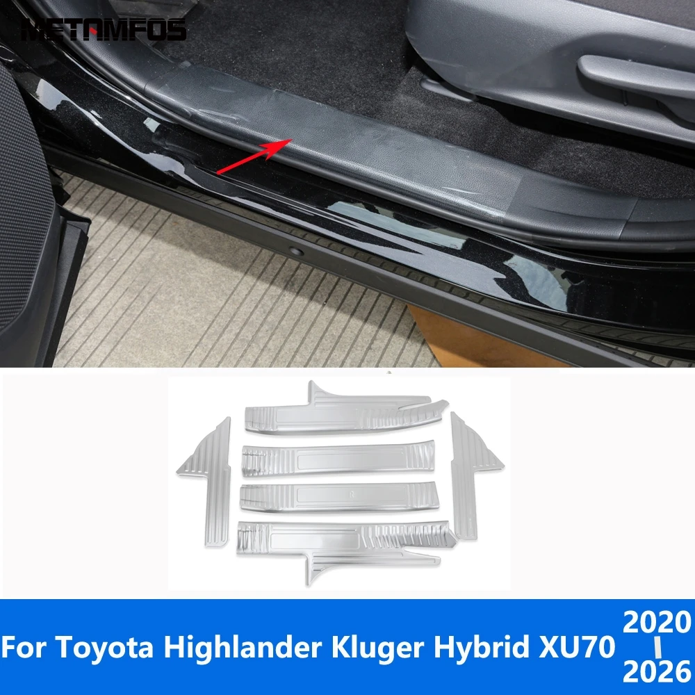 

Накладка на порог двери для Toyota Highlander Kluger XU70 Hybrid 2020-2025 2026, внутренняя защитная накладка от царапин, аксессуары
