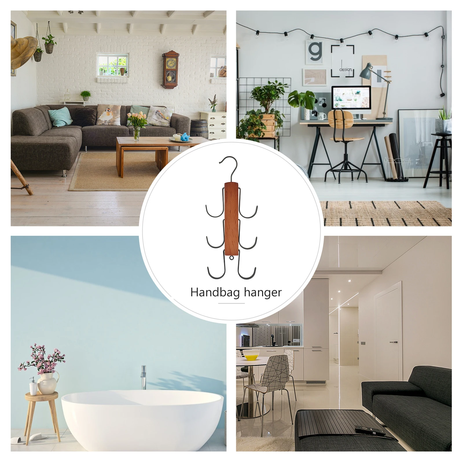 

Solid Wood Coat Rack Clothes Hook Bag Purse Hanger Closet Handbag Hooks Light Weight Stable Design Multi Functional Bedroom