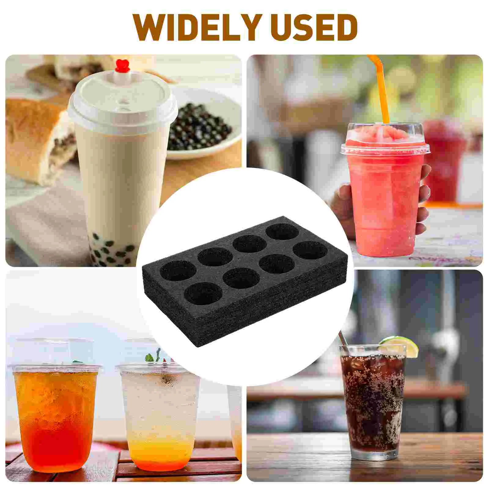 Turntable Milk Tea Cup Holder Takeout Packing Tool Coffee Bracket Tray Black Multi-hole Outdoor Shopping