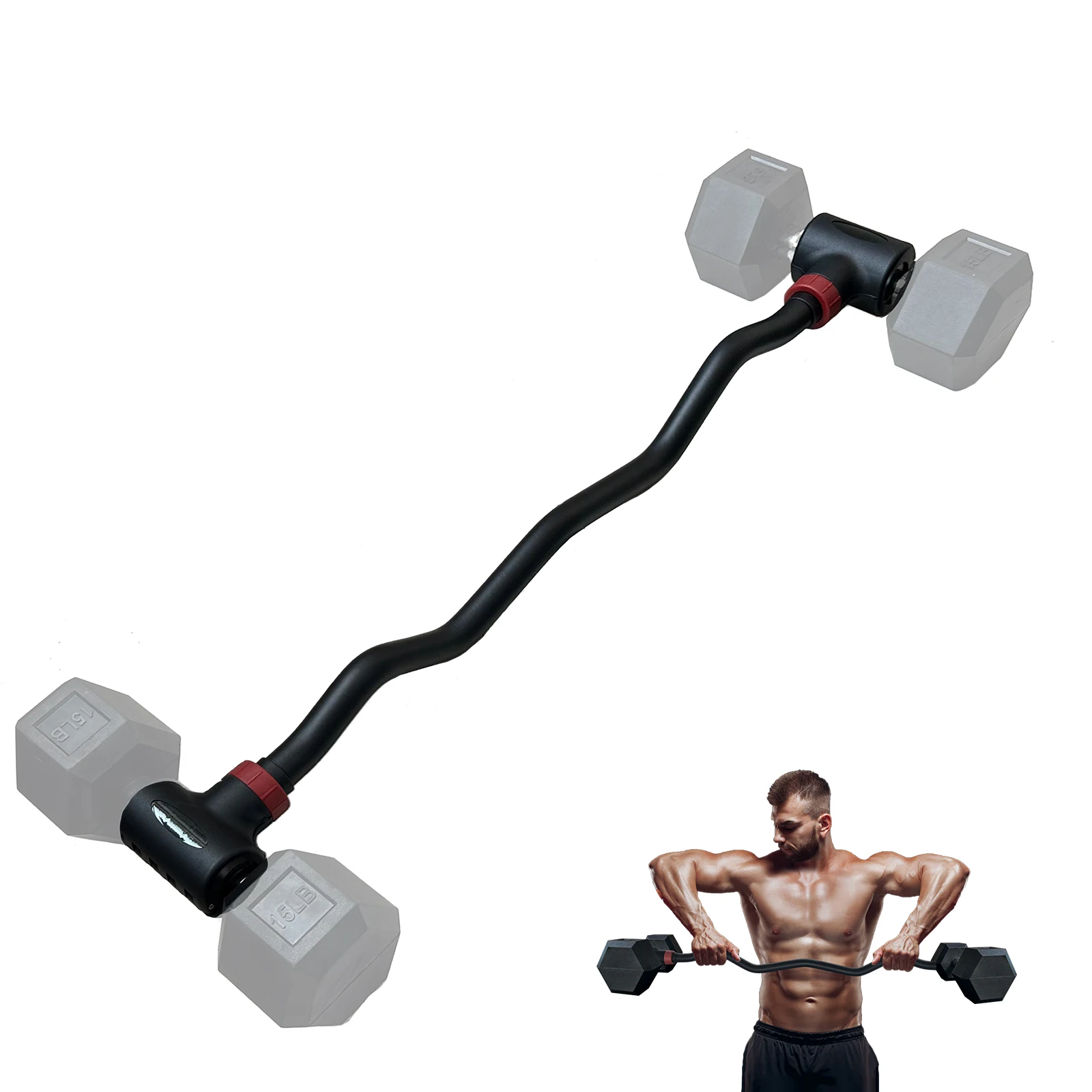 Home gym anti slip steel dumbbell extension rod joint connects dumbbell rod
