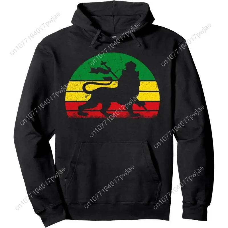 

Men's Lion Of Judah Rasta Jamaican Reggae Graphic Hoodie - Cotton Blend Black Long Sleeve Pullover Regular Fit | Soft & Breathab