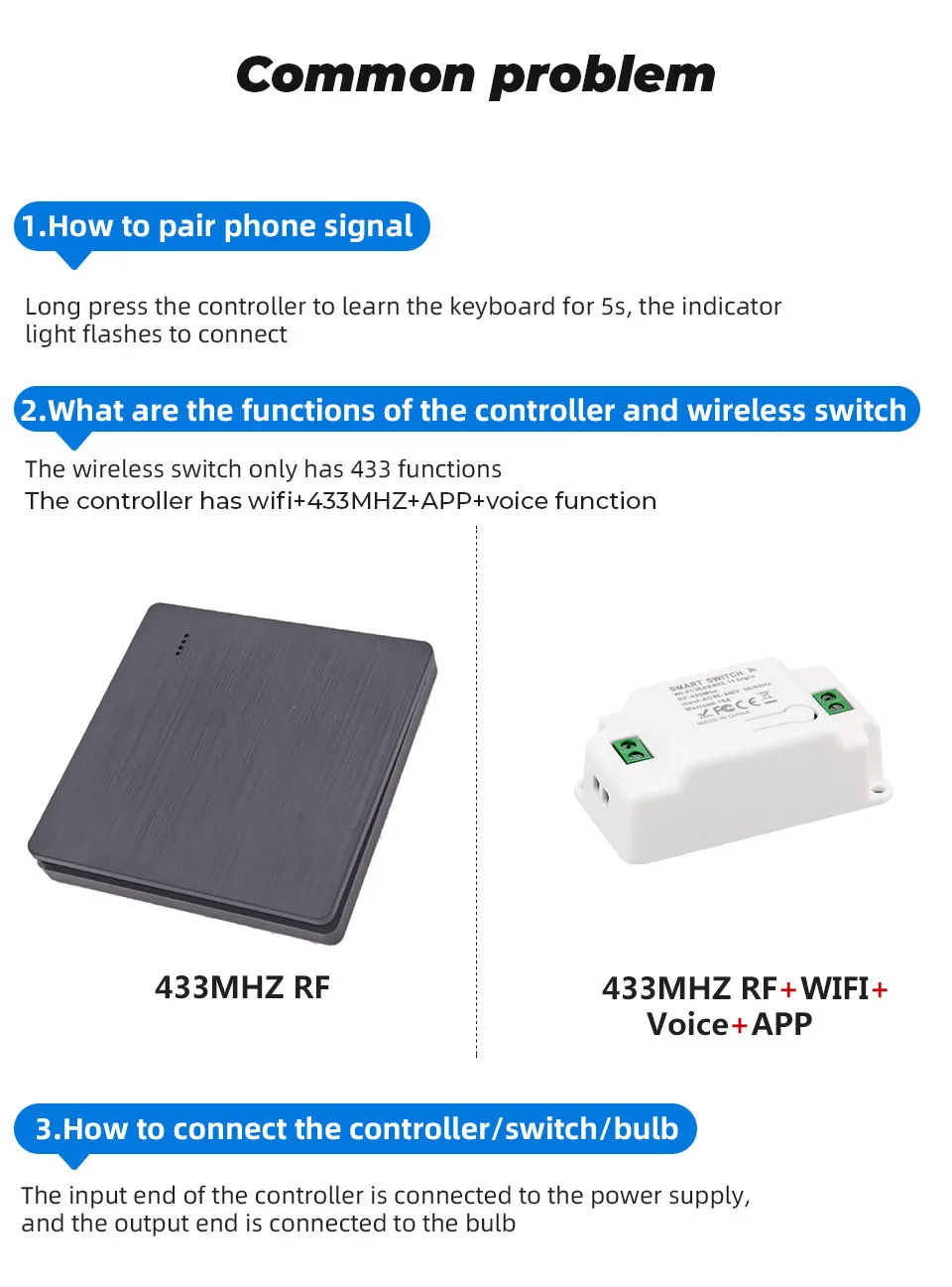 AXUS Tuya Wall Smart WiFi interruttore a pulsante RF 433Mhz interruttore della luce modulo relè telecomando Wireless Google Home Alexa