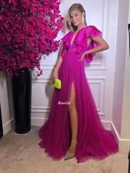 Bowith Fuchsia Evening Dresses Elegant Party Dress with Floor Length Formal  A Line Dresses for Women Wedding Women 2023