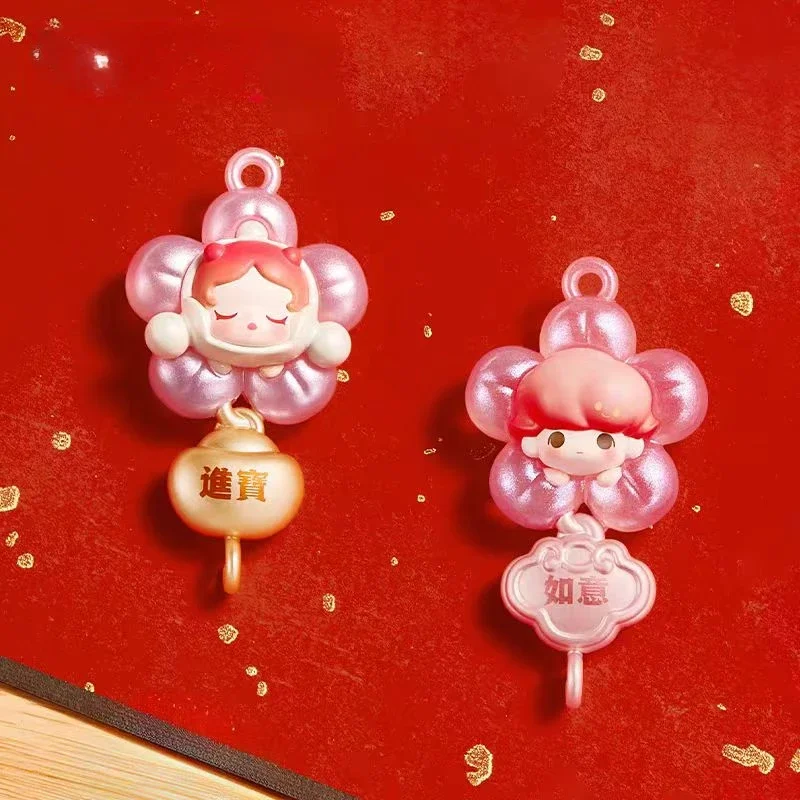 Genuine Pop Bean New Year Series Mini Doll SP Labubu Molly Cute Action Figures Pendent Ornament Kids Birthday Gift Collection