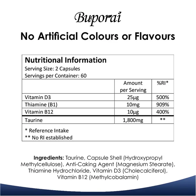Taurine Supplement - Relieve Fatigue, and Improve Mental Strength, Enhance Immune Function, Promote Brain Development