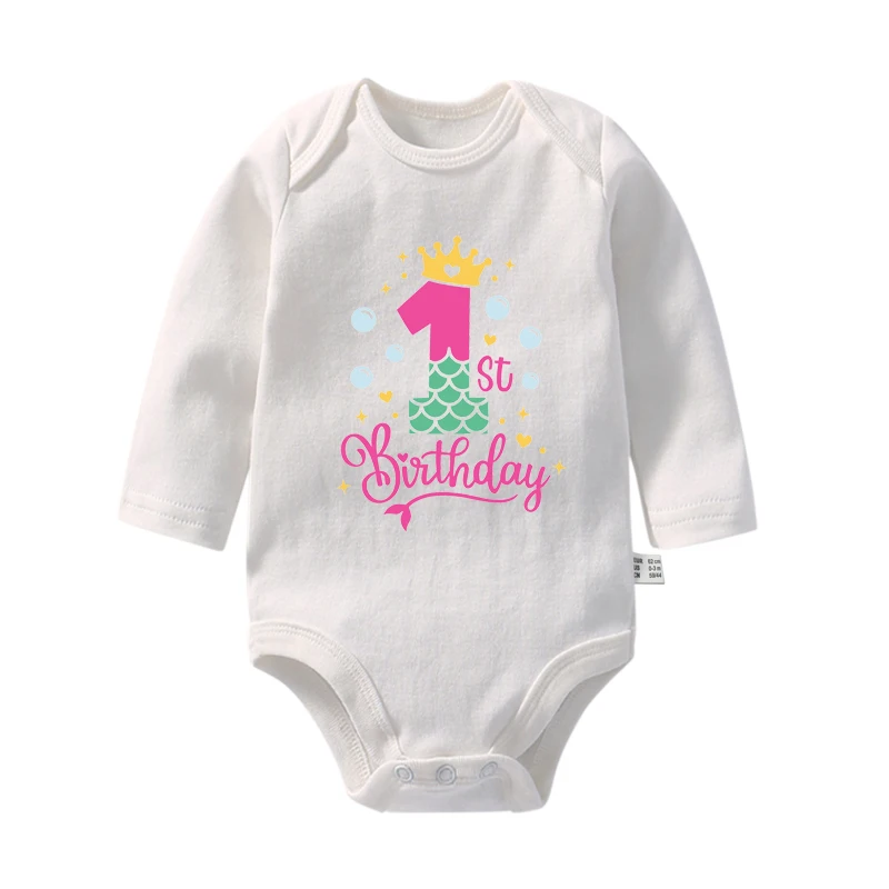 It\'s My First Birthday Baby Bodysuits Cotton Long Sleeve Boys Girls Birthday Party Outfits Rompers Toddler Infant Baby Clothes