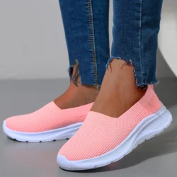 Summer Women Sneakers Mesh Breathable Women Casual Flats Shoes Slip On Female Sport Shoes Plus Size Tennis Shoes Ladies Loafers