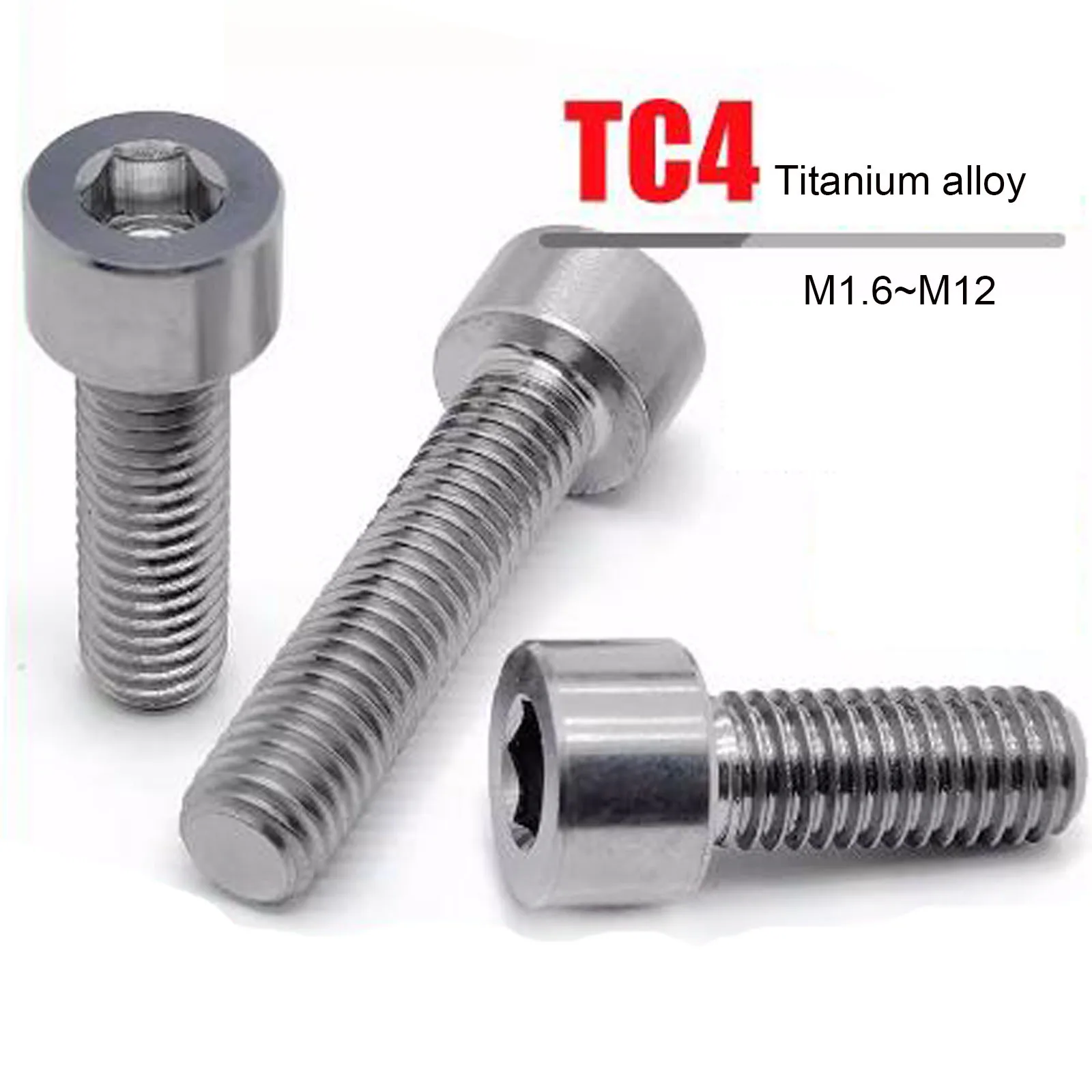 1pc Titanium Alloy TC4 Hex Socket Cap Head Screws, Lightweight High-Strength Extended Cylinder Bolts M1.6-M12‌